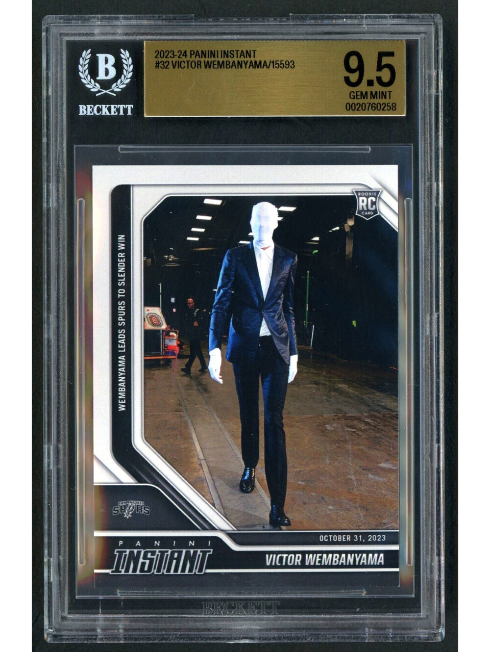 2023 Panini Instant Victor Wembanyama #32 Slenderman (RC) BGS 9.5 Gem Mint